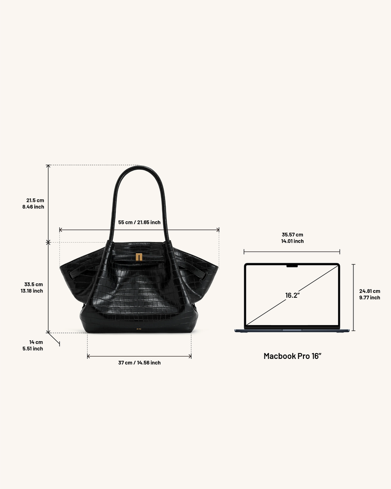 Hana Large Tote Bag - Black Croc