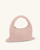 Cora Large Faux Suede Quilting Hobo Shoulder Bag - Pink