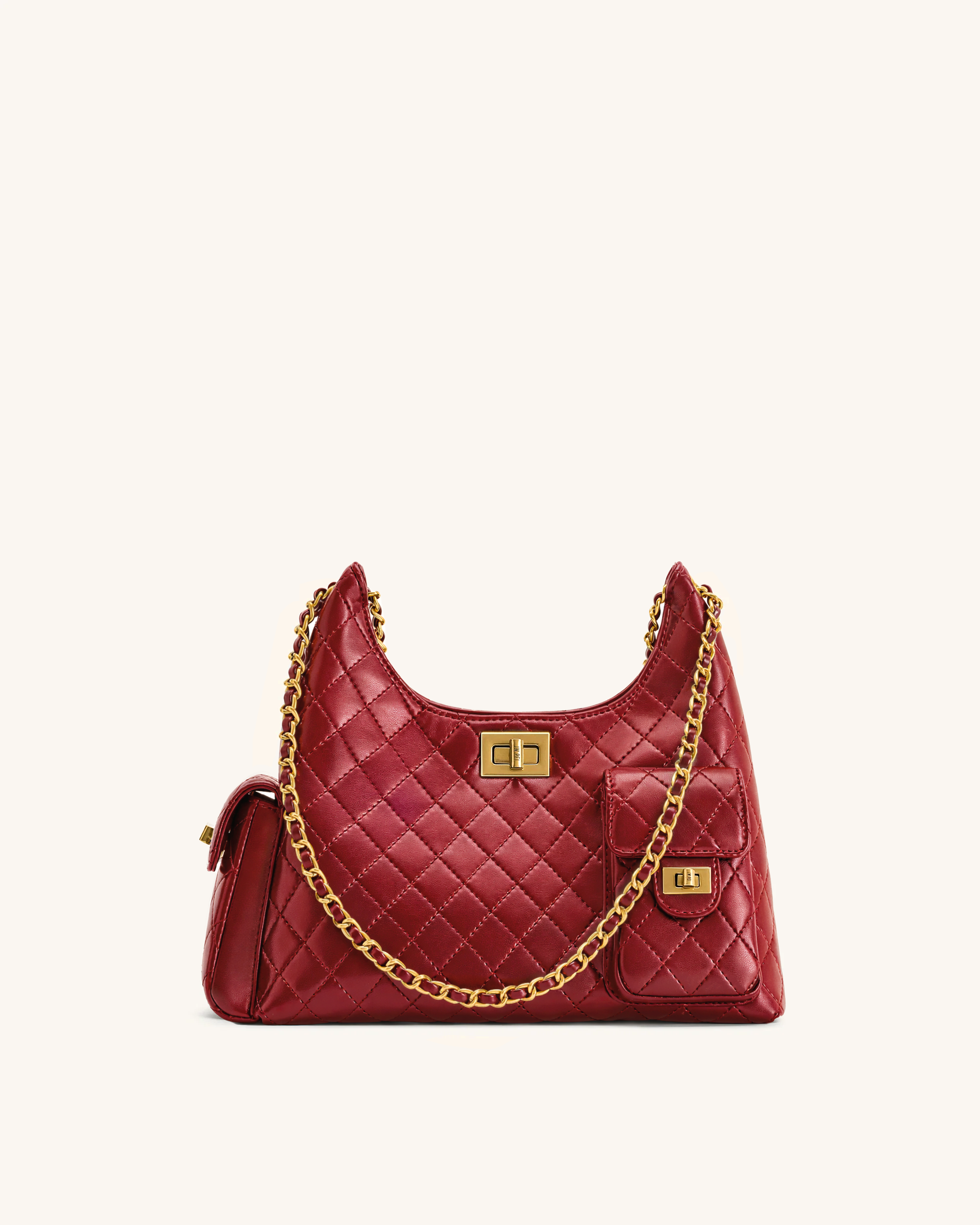 Vivian Quilted Chain Shoulder Bag - Burgundy