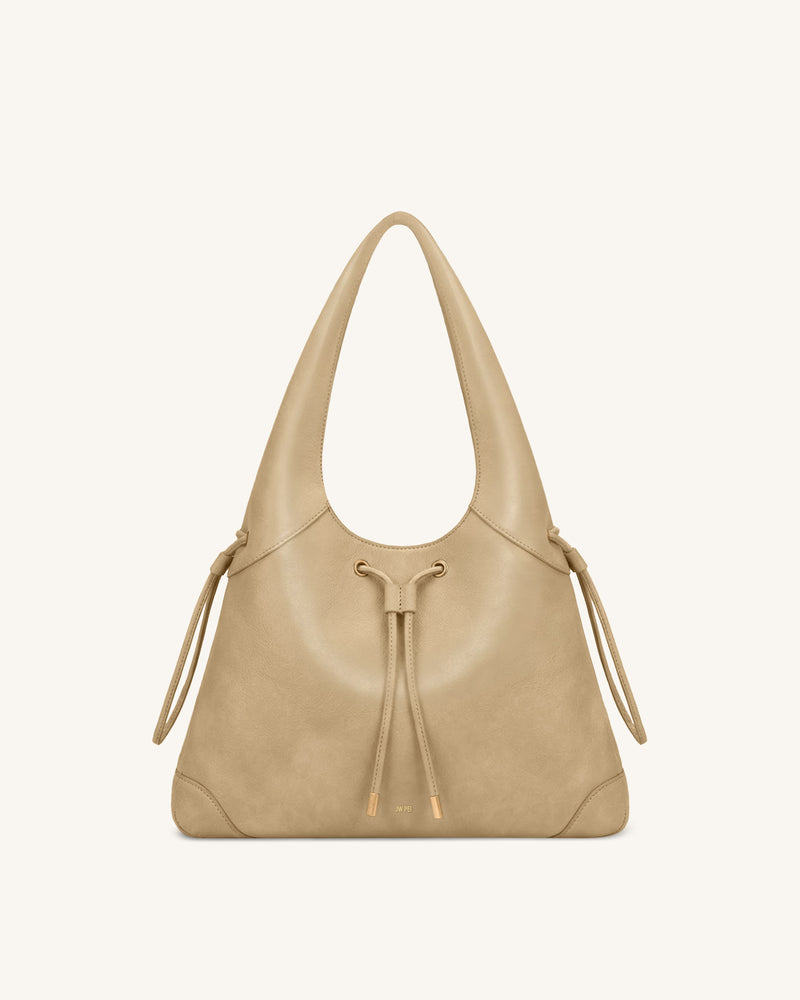 Elara Drawstring Hobo Bag - Khaki