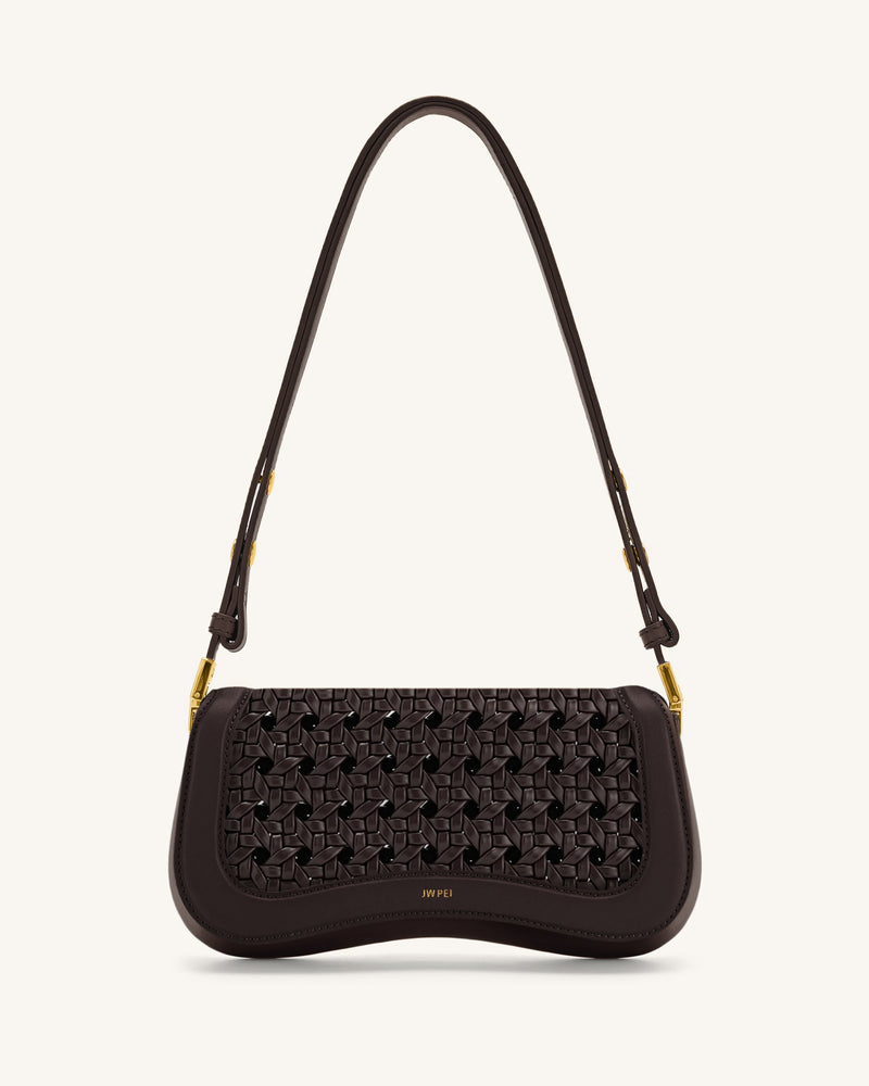 Joy Woven Shoulder Bag - Dark Red