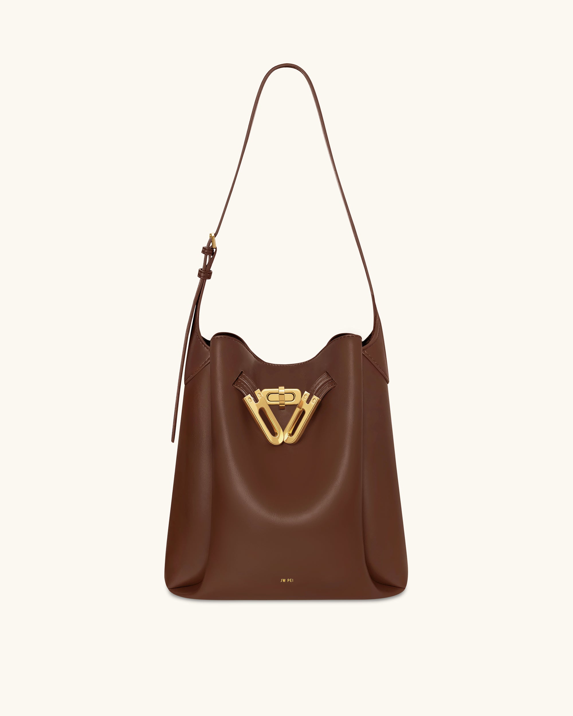 Charlene Double Buckle Hobo Bag - Brown
