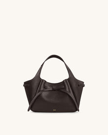 Mabel Soft Bow Tote Bag - Dark Brown