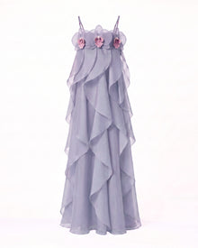 Orchid Embroidered Organza Maxi Dress - Light Purple
