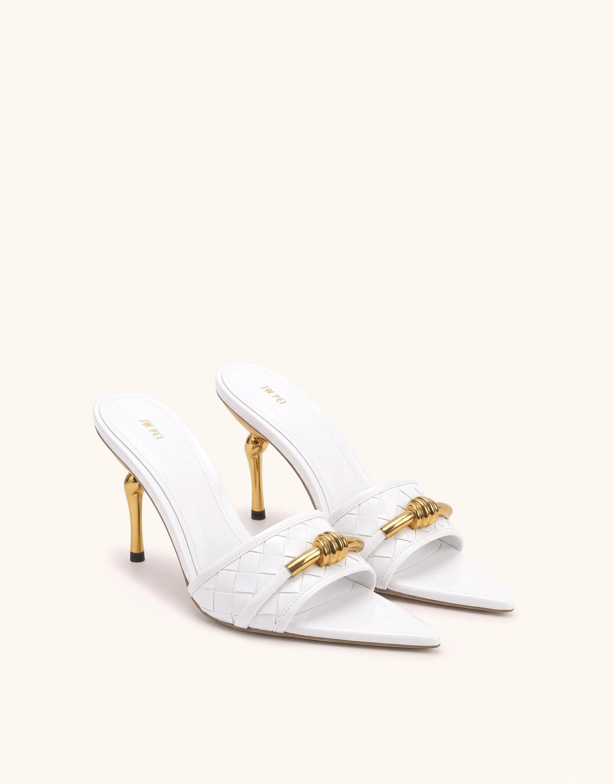 Lena Metal Rope Knot Woven Open Toe Sandals - White