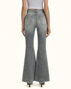 Pearl Accent Bow Boogie Child Fray Jeans - Smoke and Mirrors