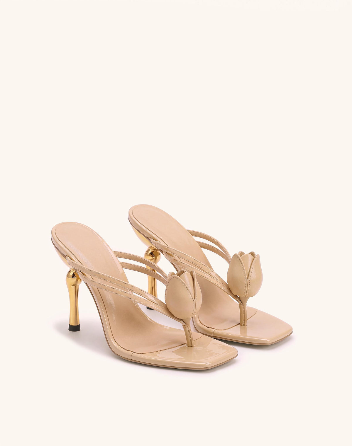 Amara 3D Tulip Heeled Sandals - Nude