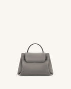 Rhea Small Faux Suede Double Buckle Shoulder Bag - Smoke Grey