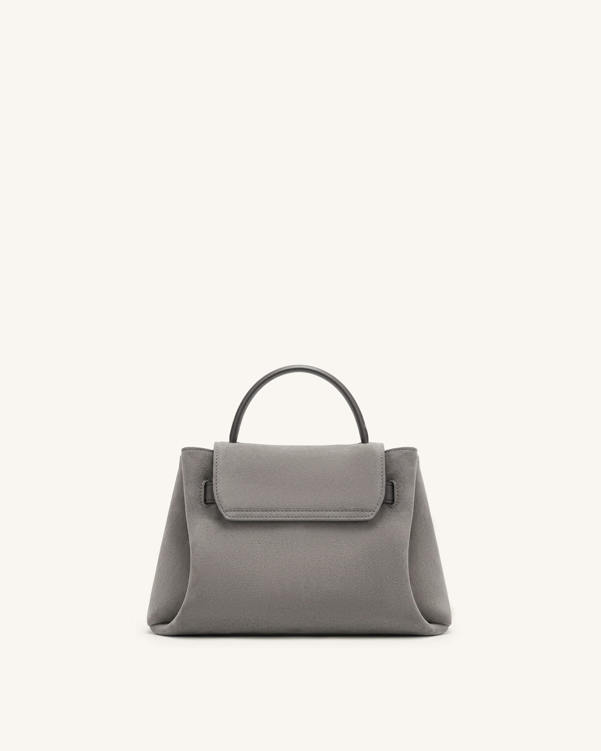 Rhea Small Faux Suede Double Buckle Shoulder Bag - Smoke Grey