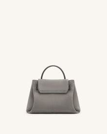 Rhea Small Faux Suede Double Buckle Shoulder Bag - Smoke Grey