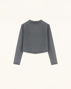 Rhinestone Rose Acid Cropped Tee - Washed Slate