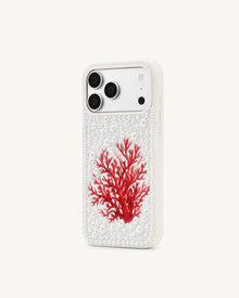 Red Coral Pearl Phone Case - White