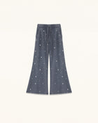 Scattered Pearl Rhinestone Drawstring Sweatpants - Washed Slate