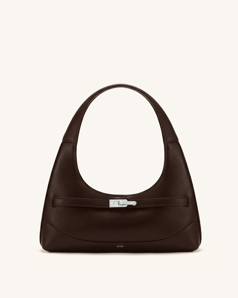 Noelle Belted Shoulder Bag - Dark Brown