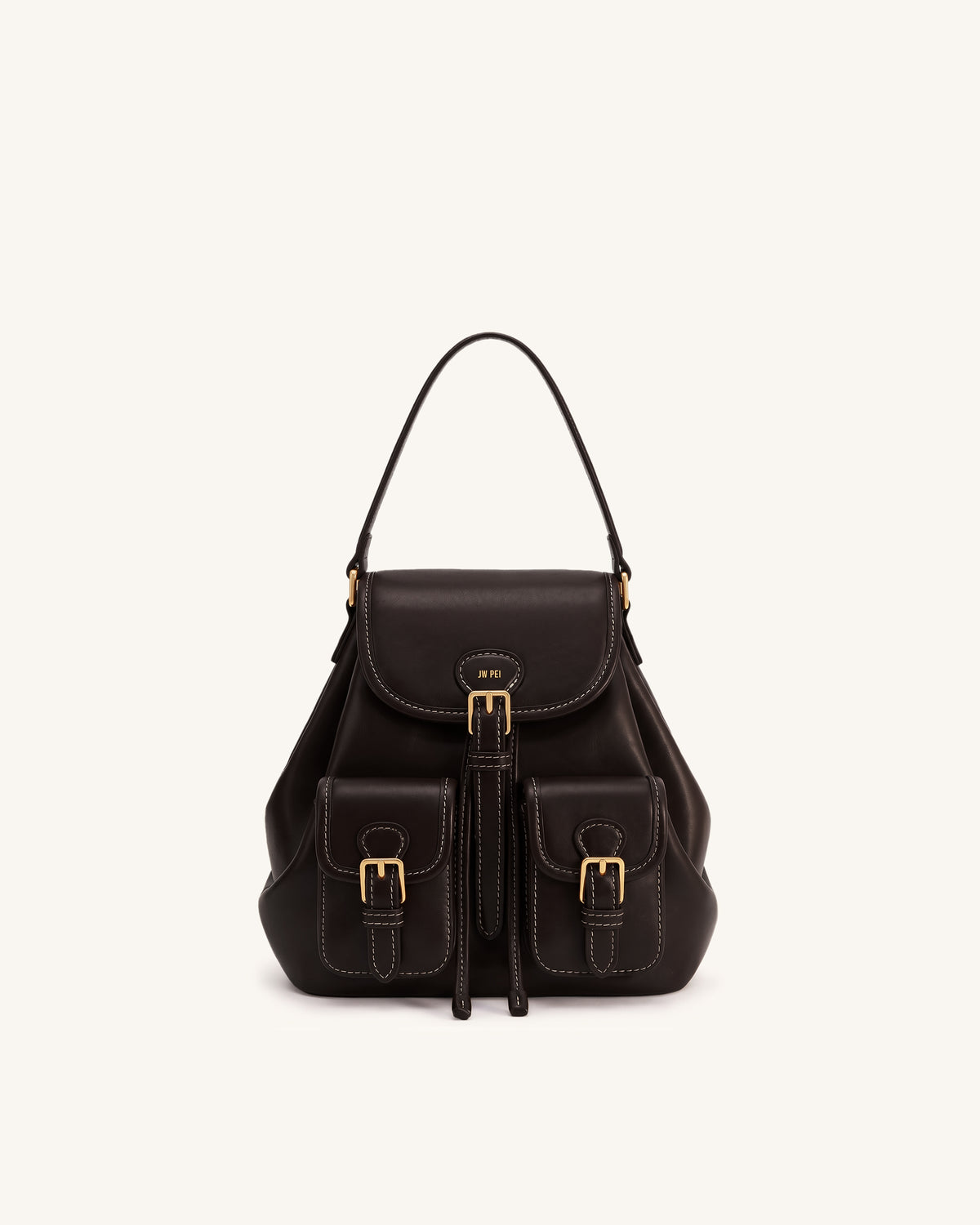 Harper Buckle Pocket Backpack - Deep Brown