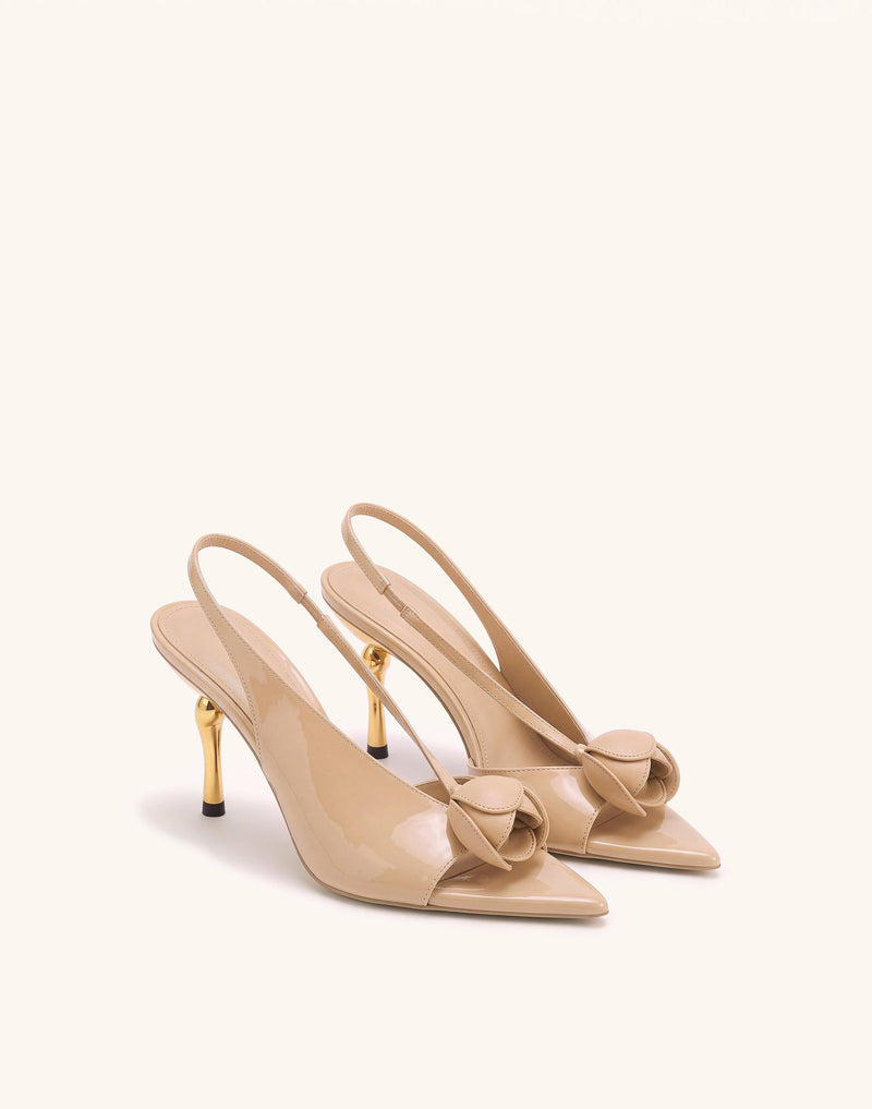 Amara 3D Tulip Slingback Heels - Nude