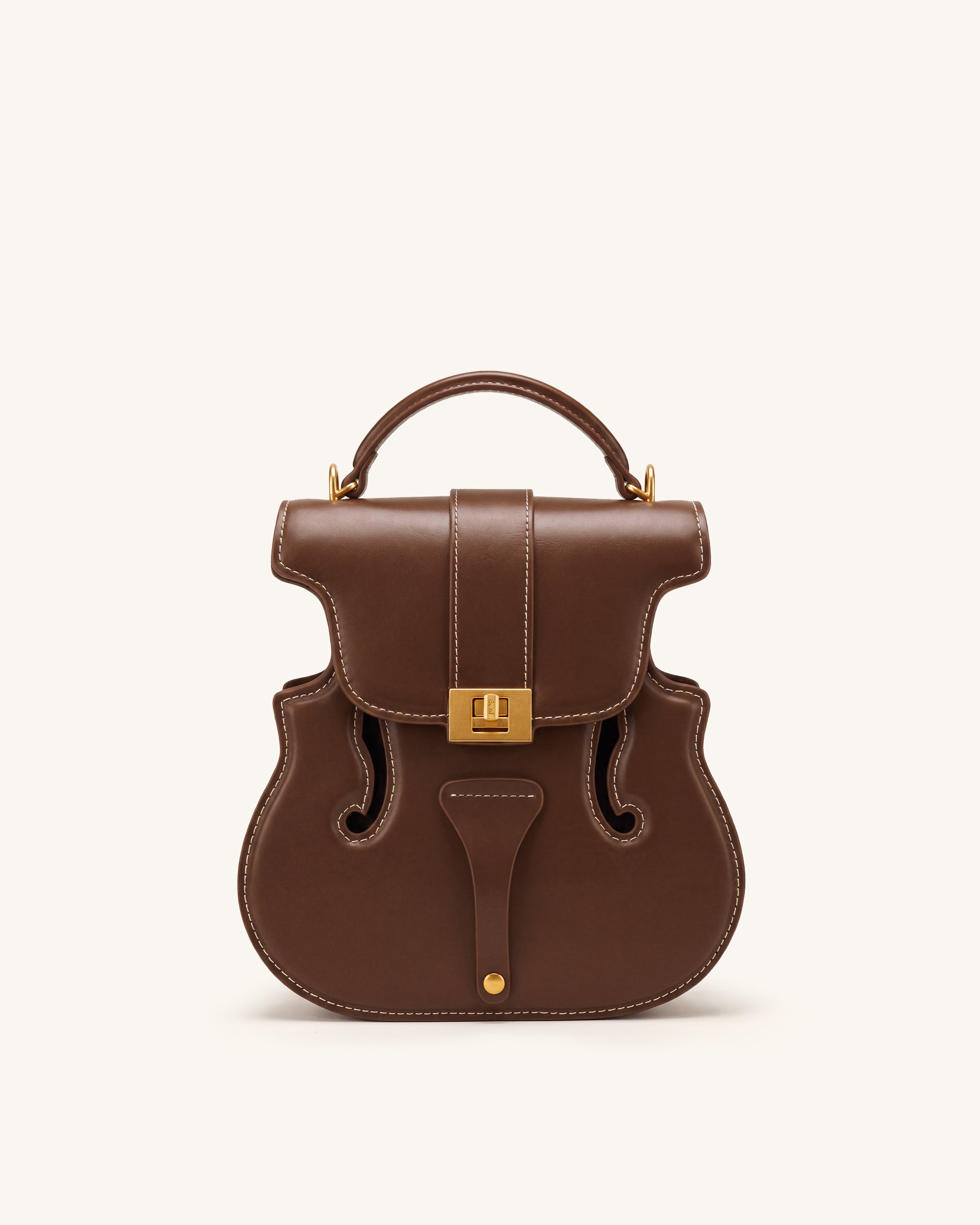 Violin Shape Top Handle Bag - Dark Brown