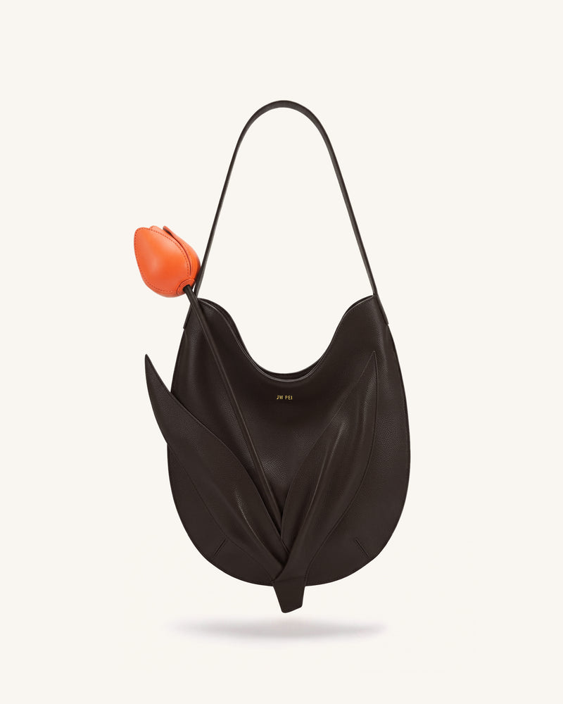Tulip Shape Shoulder Bag - Dark Brown