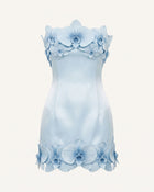 Orchid Trim Strapless Mini Dress - Blue