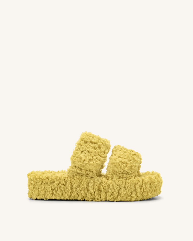 Lexi Faux Fur Platform Sandal - Yellow