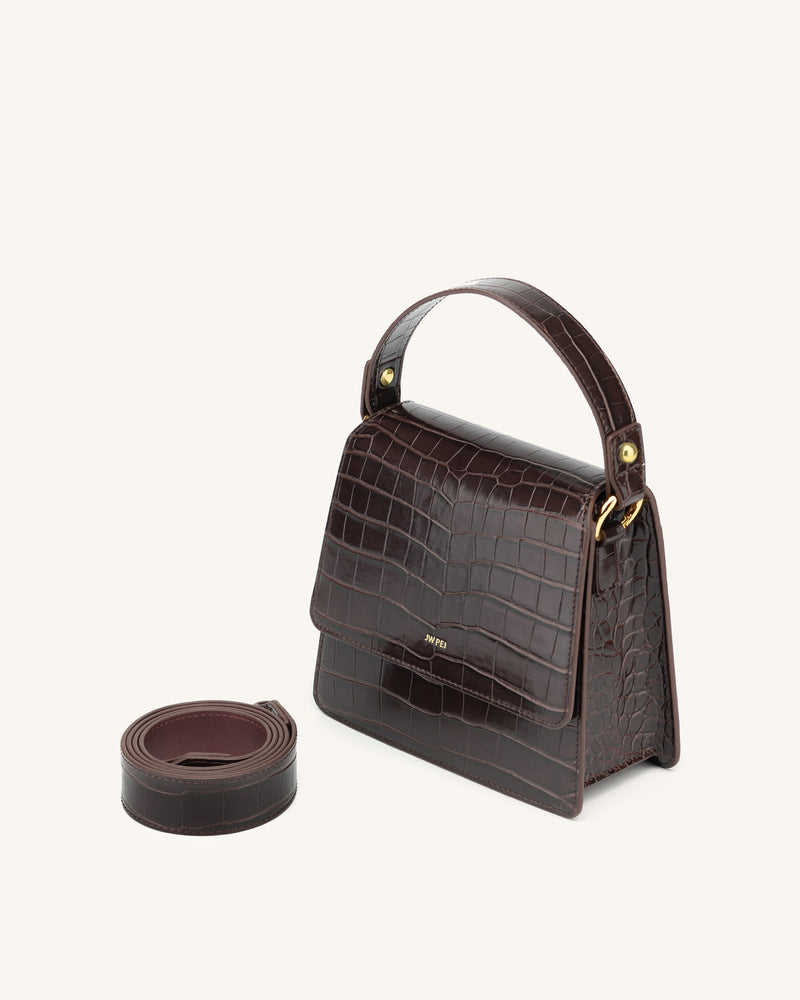 FAE Top Handle Crossbody - Nutella Croc