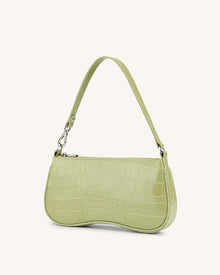 Eva Shoulder Handbag - Sage Green Croc