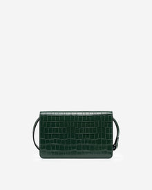 Julia Acrylic Chain Crossbody Bag - Dark Green Croc
