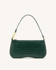 Eva Shoulder Handbag - Dark Green Croc