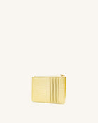 Quinn Zipped Card Holder - Light Yellow Croc