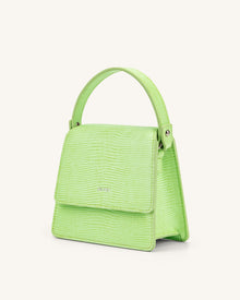 Fae Mini Top Handle Bag - Lime Green Lizard