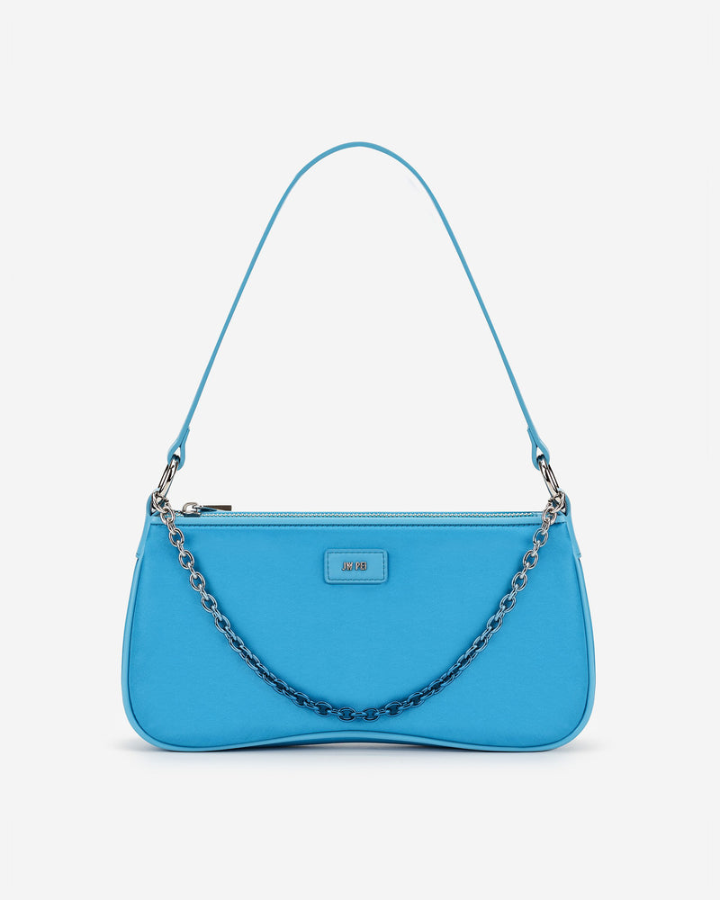 Eva Satin Gradient Chain Shoulder Bag - Lake Blue