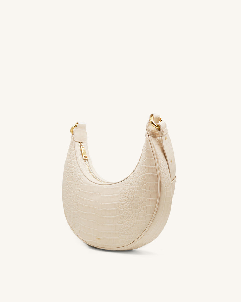 Carly Saddle Bag - Ivory Croc