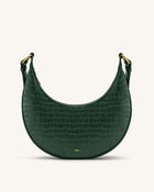 Carly Saddle Bag - Dark Green Croc