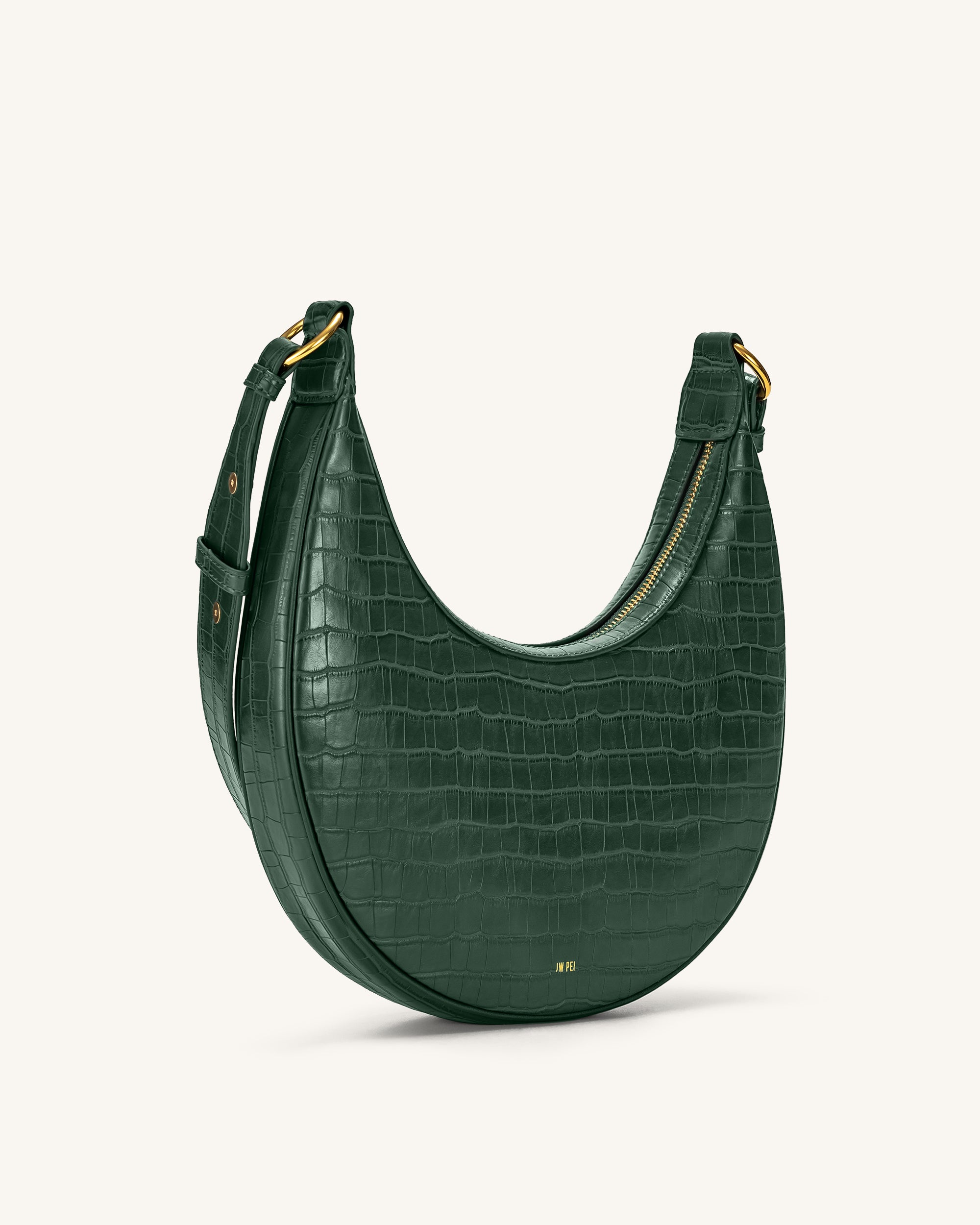 Carly Saddle Bag - Dark Green Croc