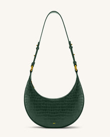 Carly Saddle Bag - Dark Green Croc