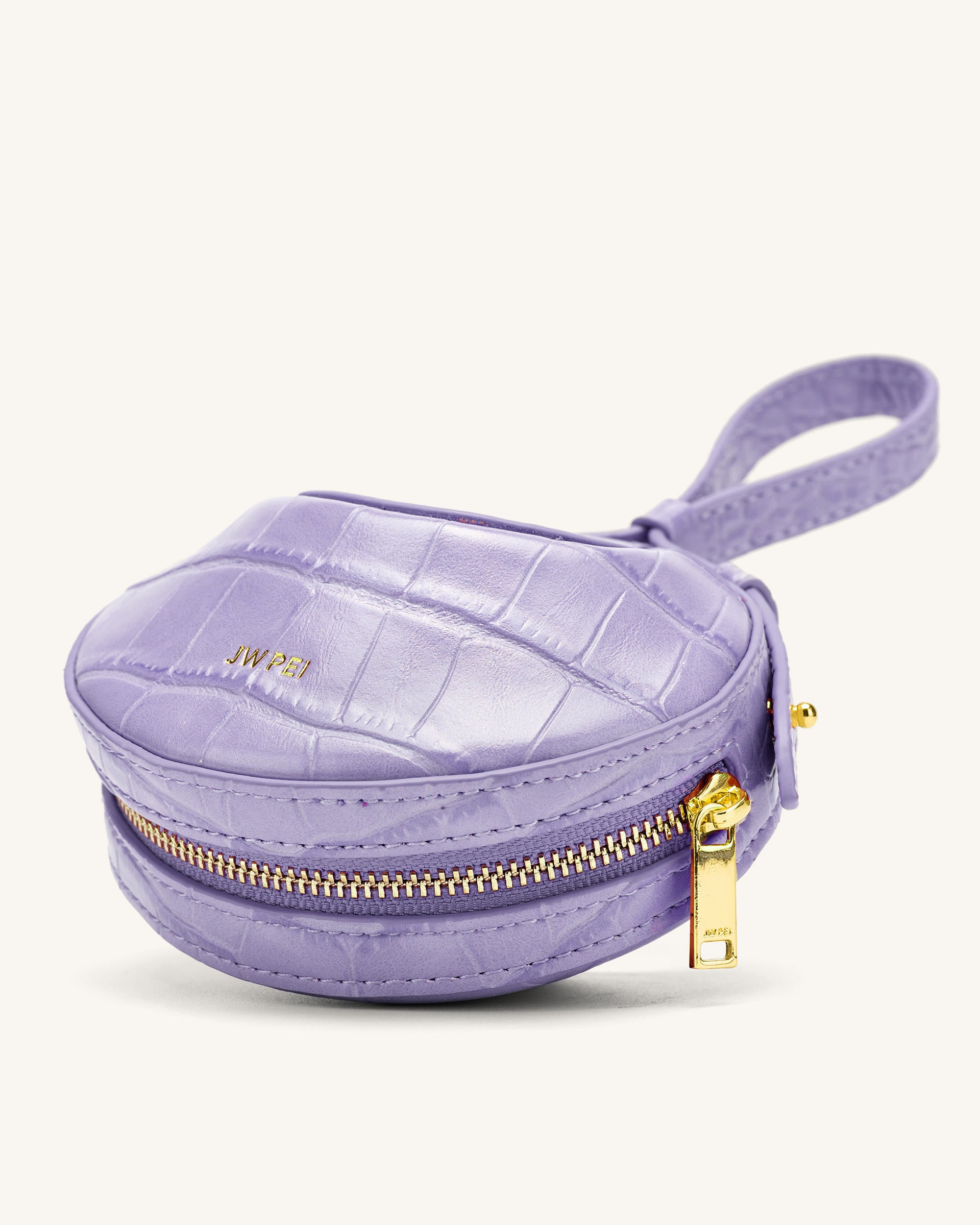 New JW PEI Purple Rantan Super Mini Crocodile Pattern Vegan Leather Handbag