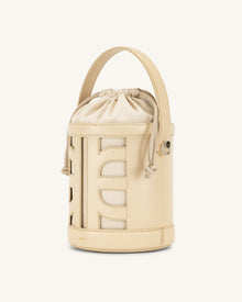 FEI Leather Cutout Bucket Bag - Beige