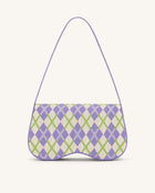 Becci Knitted Shoulder Bag - Purple & Ivory & Lime