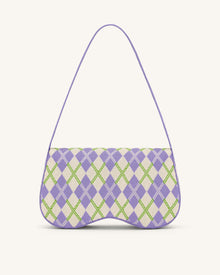Becci Knitted Shoulder Bag - Purple & Ivory & Lime