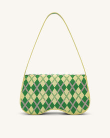 Becci Knitted Shoulder Bag -  Light Yellow & Green & Pink