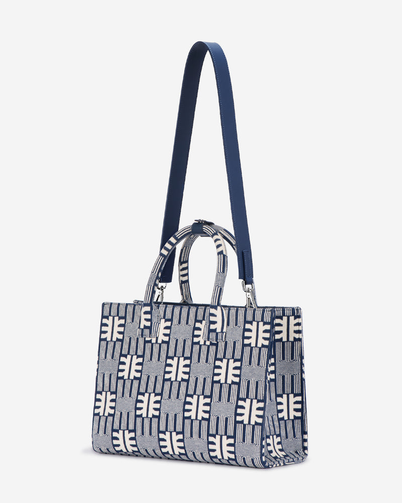 FEI Jacquard Knit Medium Tote Bag - Navy