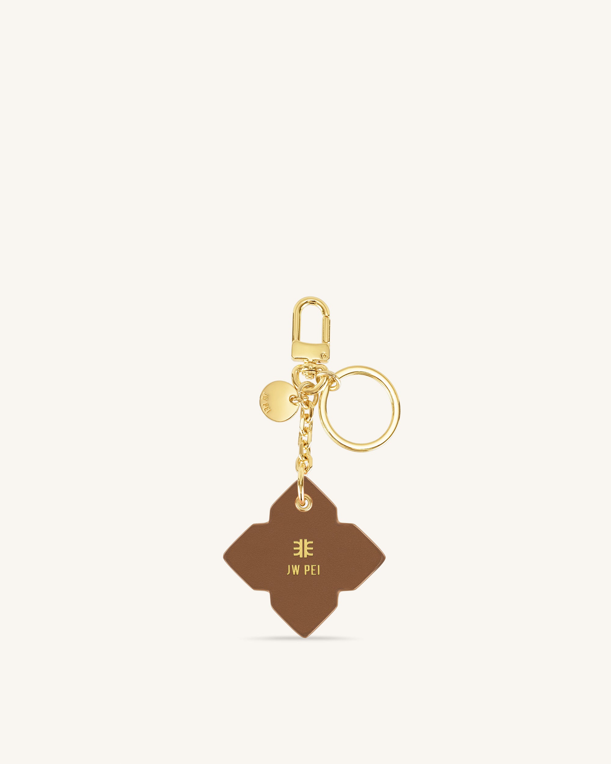 Rhombus Bag Charm And Key Holder - Brown