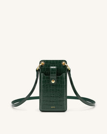 Quinn Phone Bag - Dark Green Croc