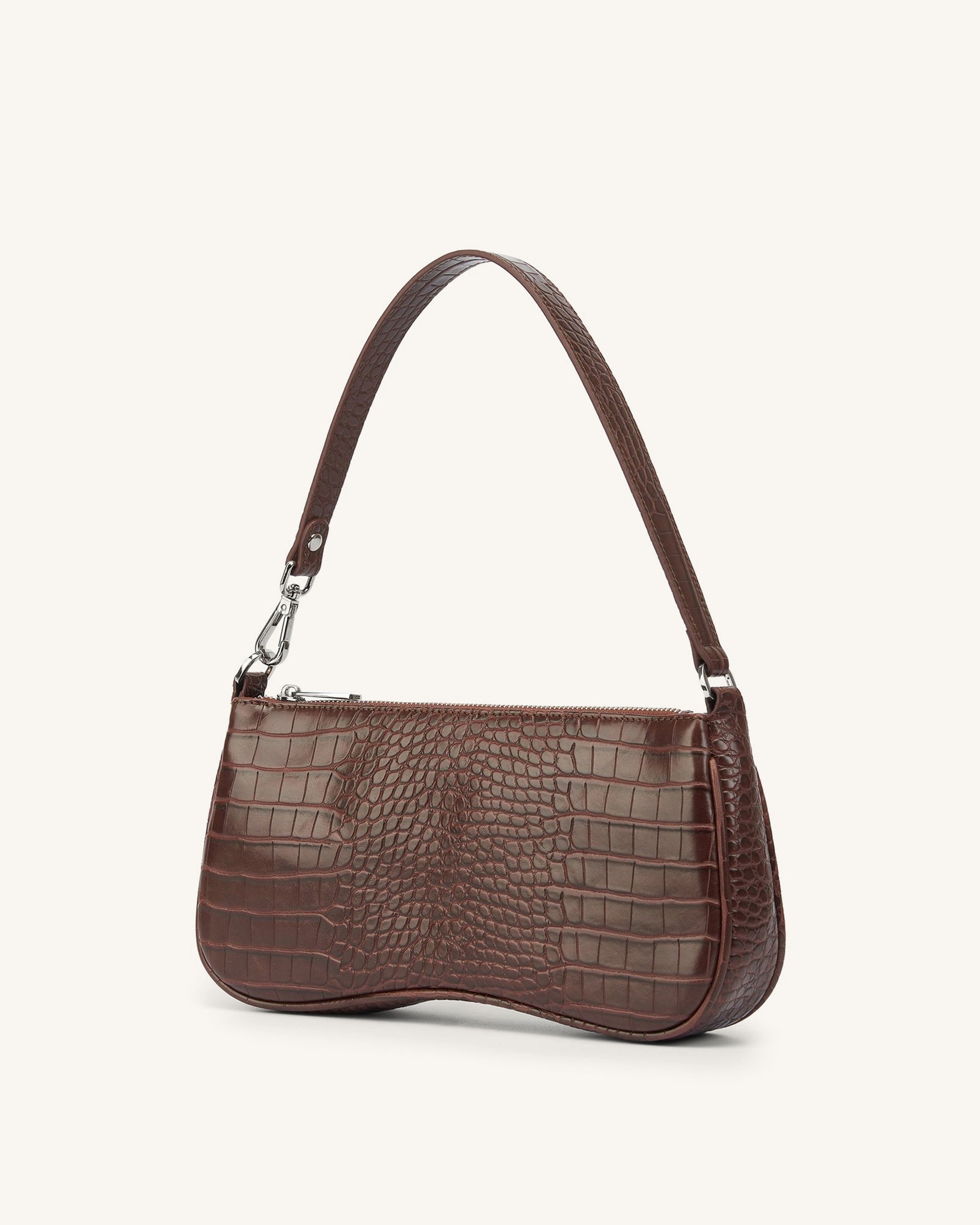 Brown croc shop shoulder bag