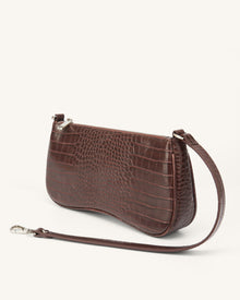 Eva Shoulder Handbag - Brown Croc