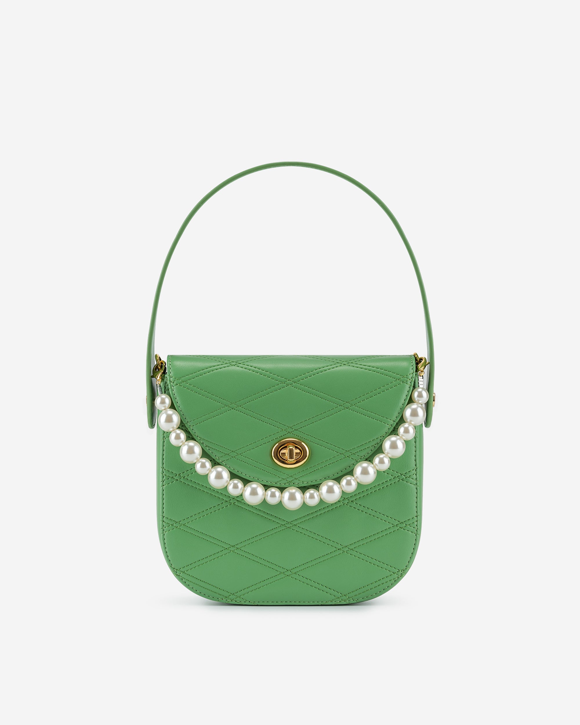 Kate Faux Pearl Bag - Grass Green