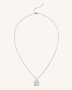 Plantain Fan Pendant Necklace - 18ct White Gold Plated & White Zircon