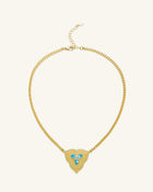 Leaf Pendant Necklace - 18ct Gold Plated & Aquamarine Zircon