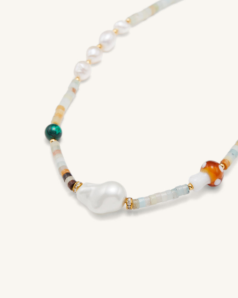 Amazonite Multi Beaded Mushroom Necklace