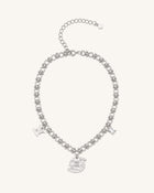 Cosmos Round Multi Charm Necklace - 18ct White Gold Plated & White Zircon